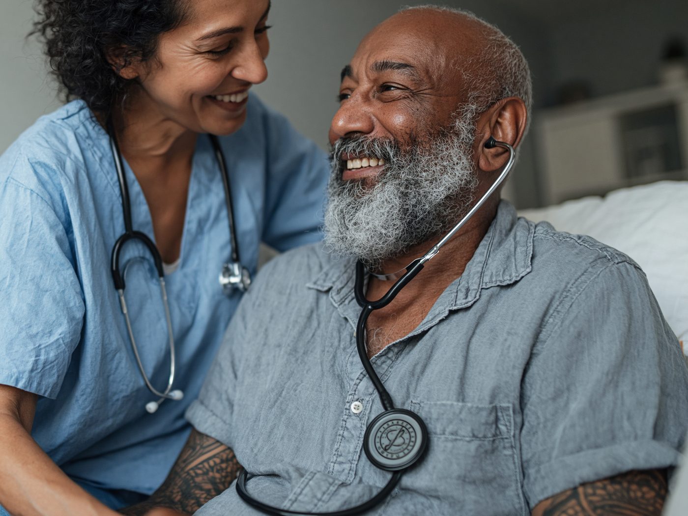 Clinician reviewing a care plan with a patient