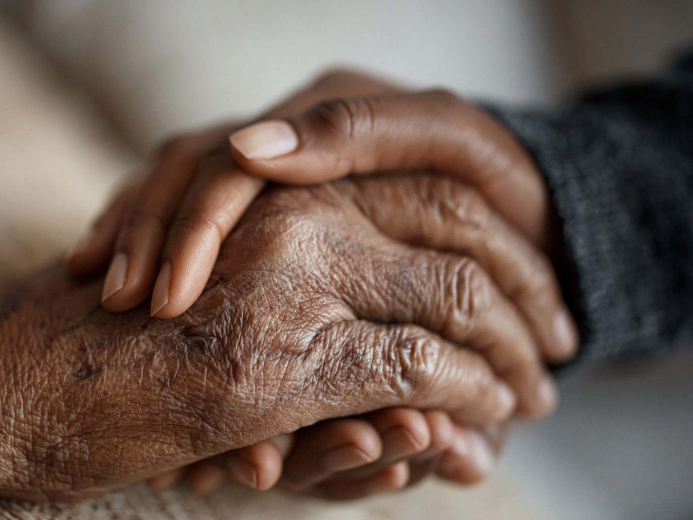 Caregiver sharing a warm moment with an elderly family member